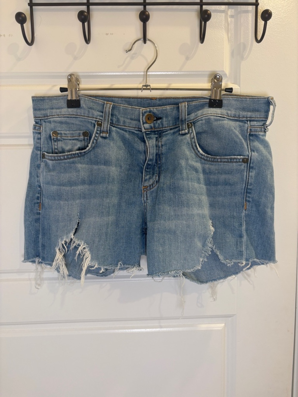 Rag & Bone Dre Denim Cutoff Shorts Size 28 Distressed Light Wash Raw Hem